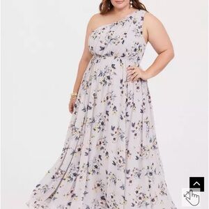 Torrid chiffon one shoulder maxi dress